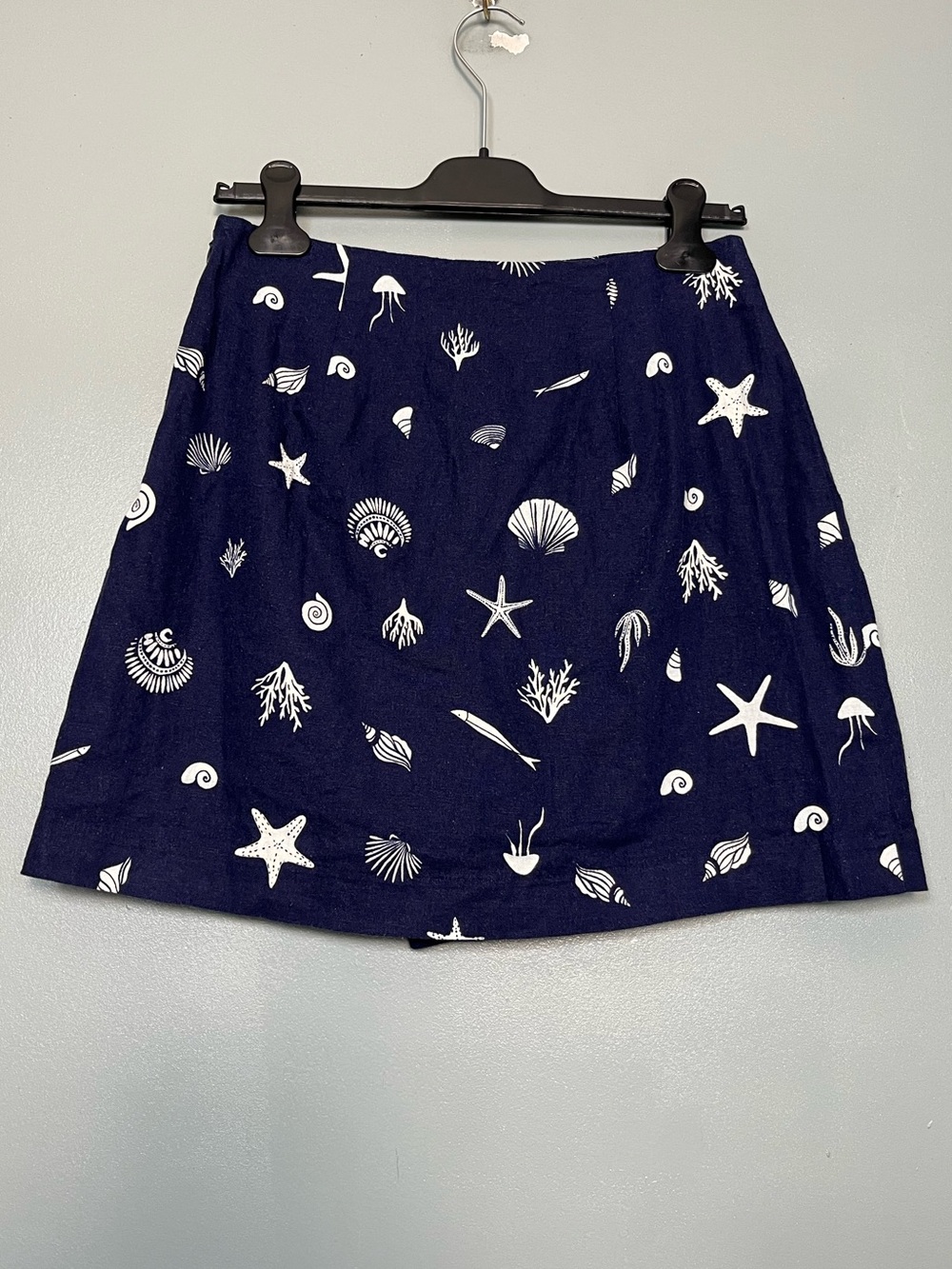 a new day Linen Blend Skort Navy Blue White Nautical Coastal Seashell Women’s 6 - Picture 2 of 7